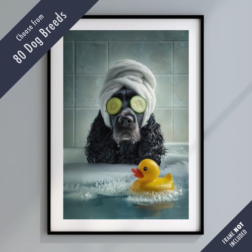 Funny dog bath print - dog,
