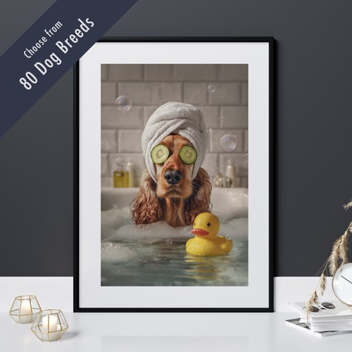 Funny dog bath print - dog,