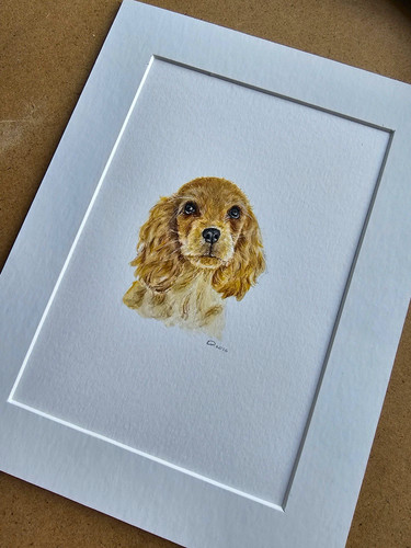 Signed mounted handpainted - signed,
