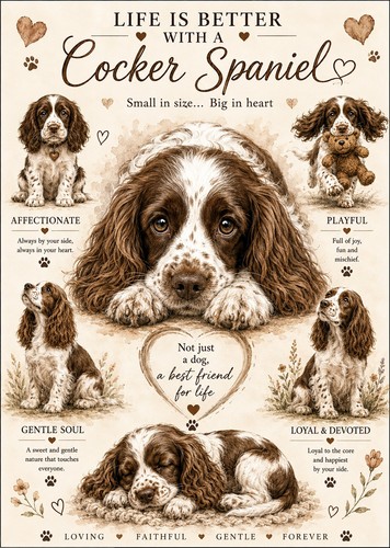 Cocker spaniel print - a4,