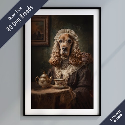 Dressed dog tea party - dog, portrait