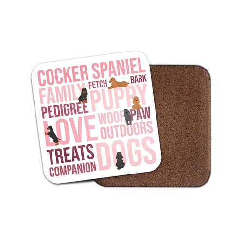 Square single coaster cocker - single,