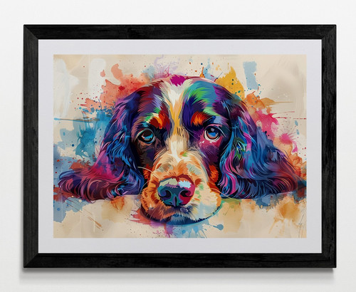 Cocker spaniel dog - cocker, framed