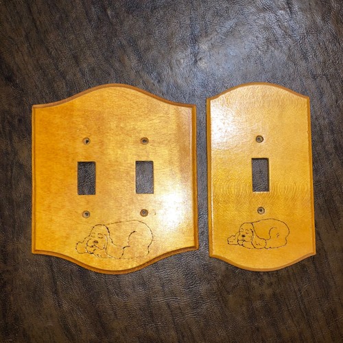 Cute set wood burned - set, cocker